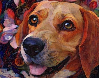 Beagle Gifts, Beagle Artwork, Beagle Art Print, Beagle Prints, Beagle Mom, Beagle Decor, Dog Wall Art, Colorful Dog Art, Beagle Portraits