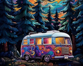 Van Life Wall Art, Camping Art, Campervan Art, Camping, Van Life Poster, Tiny Homes, Van Life Prints, Travelling Posters