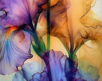 Iris Artwork, Irises, Flower Prints, Bearded Irises, Iris Wall Art,  Iris Art, Iris Prints, Iris Decor, Flower Art, Yellow Iris