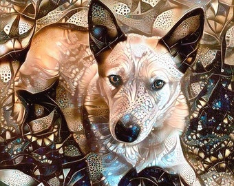 Red Heeler Gifts, Australian Cattle Dog, Dog Wall Art, Abstract Dog Art, Red Heeler Prints, Pet Portrait