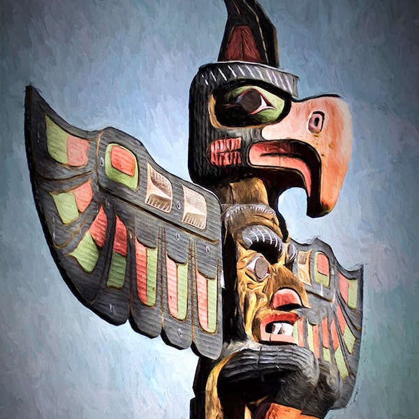 Thunderbirds, Totem Pole Print, Tribal Art, Native American, Native American Art, North American Indian, Native American Decor