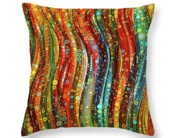 Almohada colorida, almohada abstracta, almohadas de tiro brillante, cojín colorido, almohada de tiro moderno, almohada contemporánea, decoración colorida