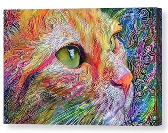 Orange Cat Canvas, Ginger Cat Canvas, Orange Cat Art, Orange Tabby Cat, Cat Wall Art, Colorful Cat Art, Cat Wall Decor, Ginger Cat Artwork