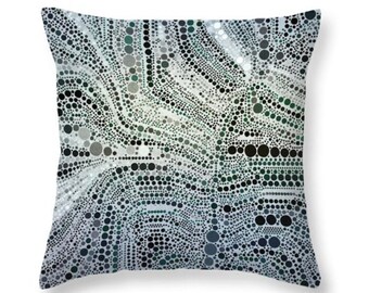 Abstract Pillows, Blue Gray Pillow, Modern Throw Pillows,  Blue Pillow Covers, Blue Green Pillows, Blue White Pillows, Circle Throw Pillow