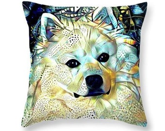 Eskimo Dog Pillow, Eskie Throw Pillow, Eskimo Dog Decor, Eskimo Dog Pillow Cover, 16x16 Dog Pillows, 18x18 Dog Pillows, Dog Lover Decor