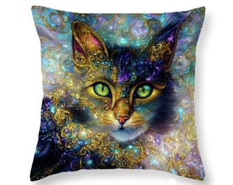 Cat Pillows, Maine Coon Cats, Cat Pillow Covers, Colorful Cat Pillow, 18x18 Cat Pillow, Cat Cushions, Cat Throw Pillows, 16x16 Cat Pillow