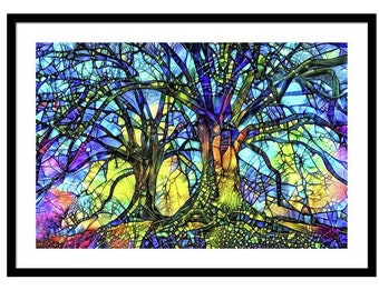 Tree of Life, Tree Art Print, Stained Glass Trees, Abstract Trees, Colorful Abstract Art, Colorful Art, Abstract Art Print