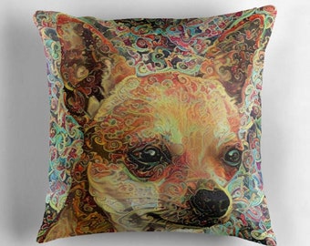 Chihuahua Gift, Chihuahua Pillow, Dog Throw Pillows, Dog Decor, Dog Lover Gift, Psychedelic Decor, Dog Cushion, Colorful Pillows,Dog Pillow