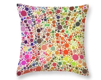 Colorful Pillow, Abstract Pillow Cover, Circles Throw Pillow, Colorful Cushion, Modern Pillows, 16x16 Pillow Cover, Colorful Decor
