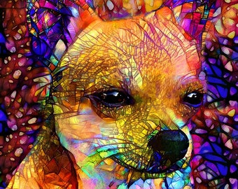 Chihuahua Print, Chihuahua Art, Psychedelic Dog Art, Colorful Chihuahua, Chihuahua Mom, Abstract Dog Art, Dog Print, Colorful Dog Art