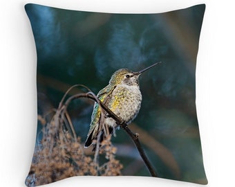 Bird Decor, Hummingbird Cushion, Bird Pillow, Hummingbird Decor, Hummingbird Pillow, Wildlife Pillow, Wildlife Decor, Nature Decor, Woodland