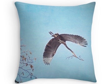 Blue Heron Pillow, Wildlife Decor, Birder Gift, Bird Cushion, Great Blue Herons, Bird Watching Gift, Heron Cushion, Nature Throw Pillow