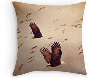 Eagle Decor, Eagle Throw Pillow, Eagle Cushion, Seagull Pillow, Raptor Decor, Bald Eagle, Nature Pillow, Bird Pillow Cover, Nature Pillow