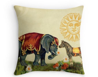 Elephant Cushion, Throw Pillow Covers, Pillow Covers 18x18, Elephants, Animal Decor, Cushion Cover, Whimsical Decor, Gift for Girlfriend