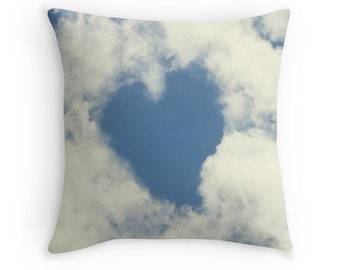 Heart Pillow, Cloud Pillow, Gift for Mom, Gift for Women, Cloud Cushion, Love Decor, Blue and White Decor, Romantic Gifts, Cottage Chic