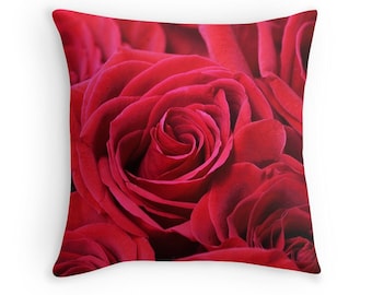 Rose Decor, Gift for Mom, Rose Throw Pillow, Red Rose Cushion, Rose Pillow, Flower Cushion, Flower Pillow, Red Cushions, Red Throw Pillows