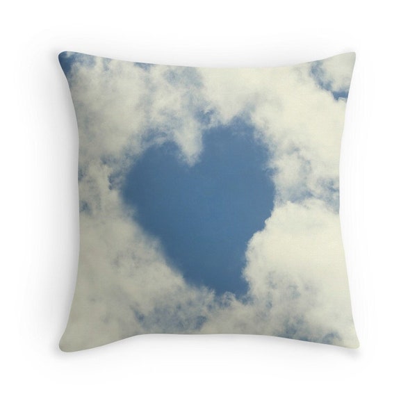 Heart Pillow, Cloud Pillow, Gift for Mom, Gift for Women, Cloud Cushion, Love Decor, Blue and White Decor, Romantic Gifts, Cottage Chic