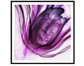 Purple Flower Art, Abstract Flowers Print, Alcohol Ink Flowers, Alcohol Ink Art, Purple Wall Art, Flower Wall Art, Colorful Print