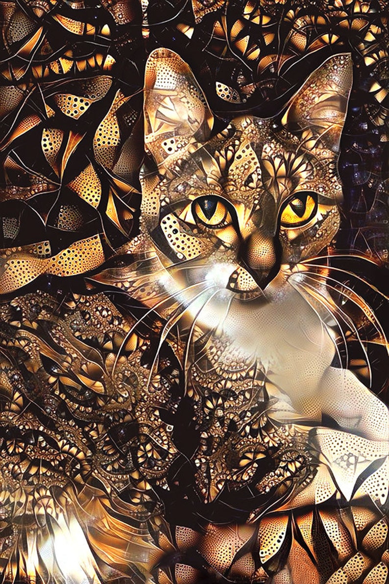Tabby Cat Art Tabby Cat Print Abstract Cat Cat Decor Cat Etsy