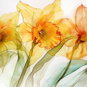 Daffodil Art, Daffodils Print, Garden Art Print, Spring Flowers, Flower Wall Art, Flower Wall Decor, Watercolor Flowers, Floral Wall Decor
