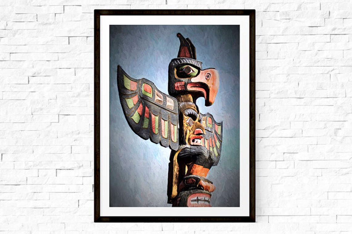 Thunderbirds Totem Pole Print Tribal Art Native American | Etsy