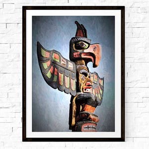 Thunderbirds Totem Pole Print Tribal Art Native American - Etsy