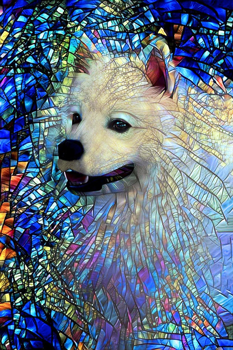 Eskimo Hund Kunst Eskie Hund Druck Glasmalerei Hund Etsy