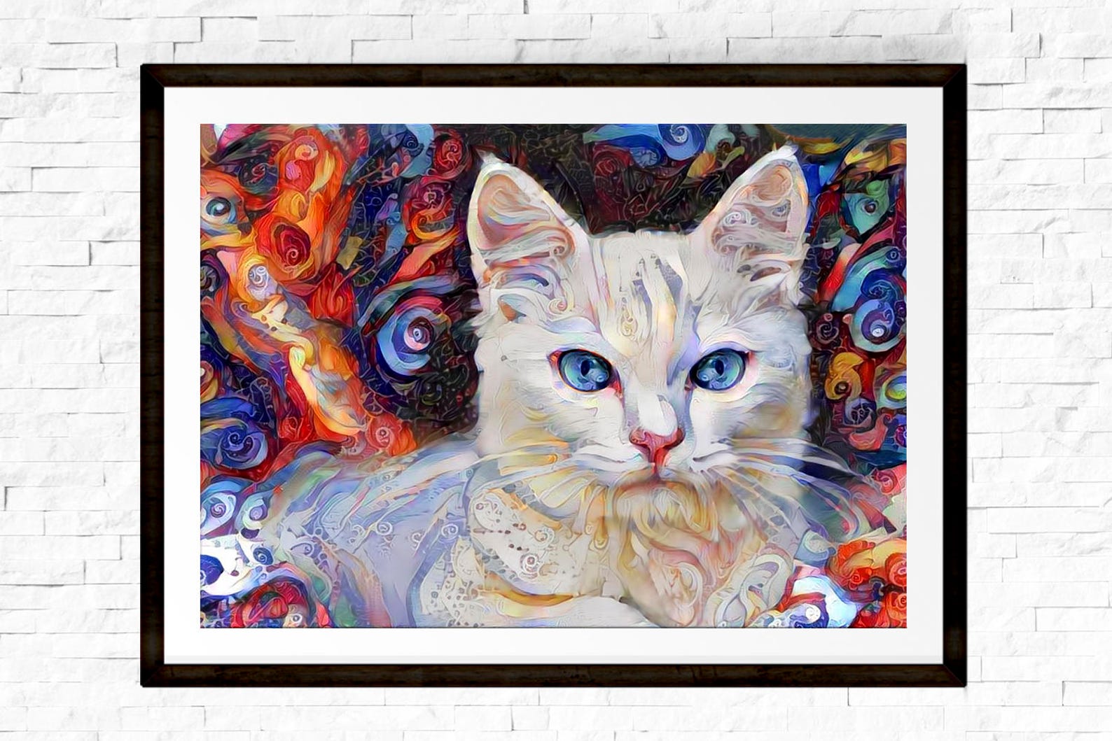 White Cat Art Kitten Art Print Cat Gift Cat Wall Art Etsy