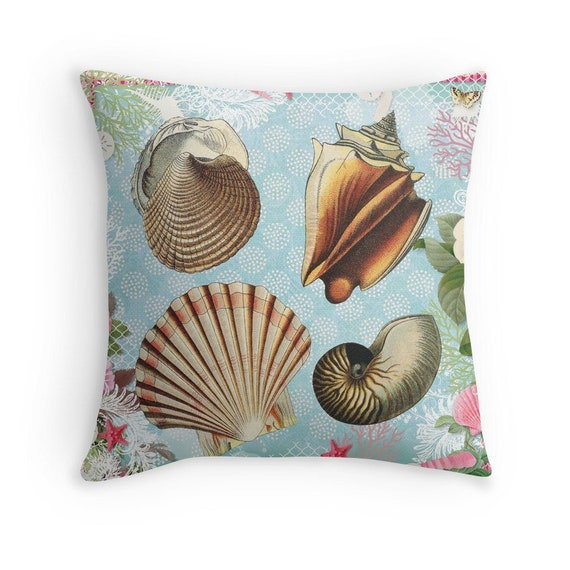 Almohada de concha almohada de playa decoracion de concha almohada de tiro de concha almohada nautica tema acuatico vida acuatica decoracion de playa conchas marinas Etsy Mexico