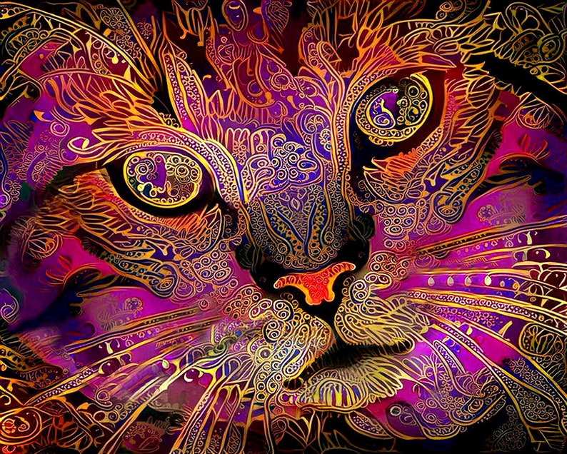  Abstract  Cat  Abstract  Cat  Art Tabby Cat  Art Pink Cat  Art 