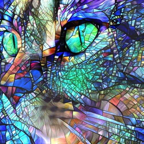 Colorful Cat Art Stained Glass Art Cat Print Cat Wall Art - Etsy