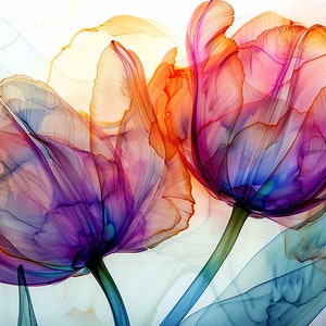 Tulip Art Print, Tulips, Colorful Art, Floral Prints, Flower Prints, Floral Artwork, Gardener Gift, Colorful Flowers, Flower Decor