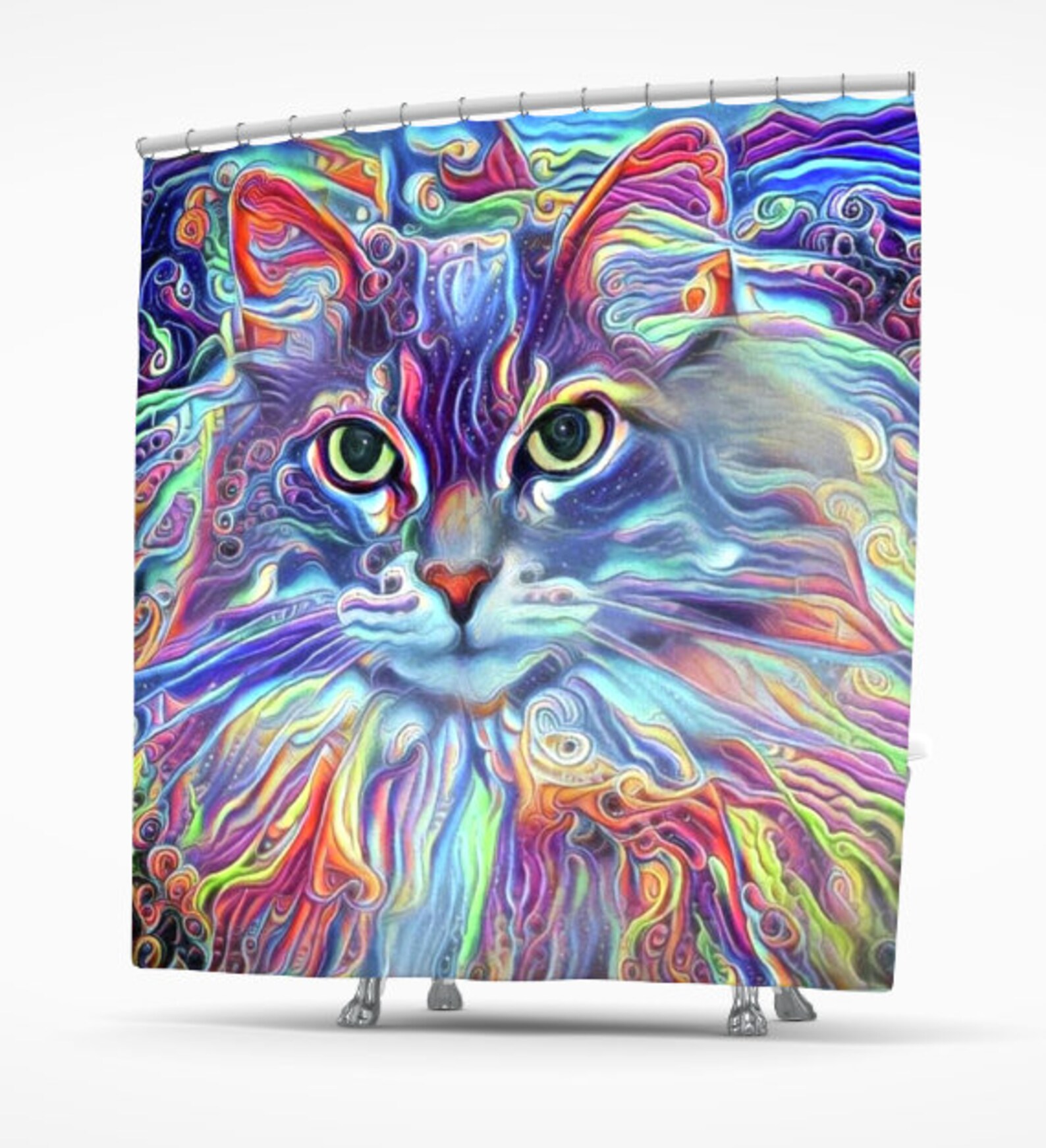 Cat Shower Curtain Cat Bathroom Cat Decor Unique Shower Etsy