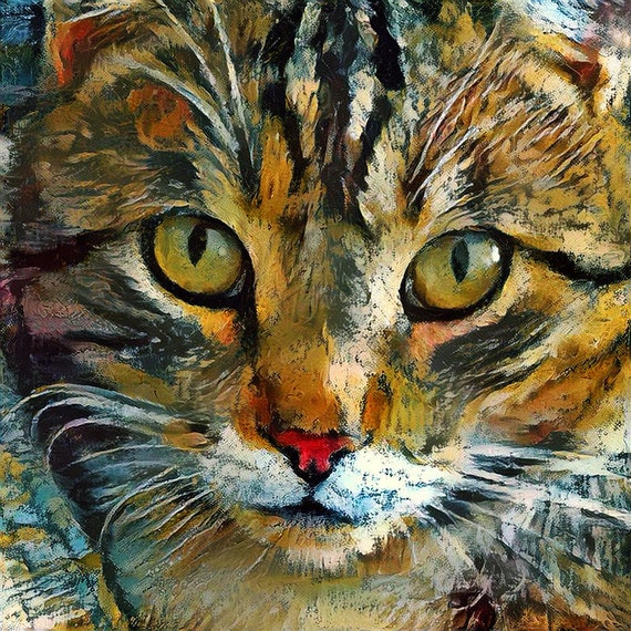 Tabby Cat Print, Cat Painting, Cat Art Print, Tabby Cat Decor, Cat Face,  Gift for Cat Lover, Cat Lady Gift