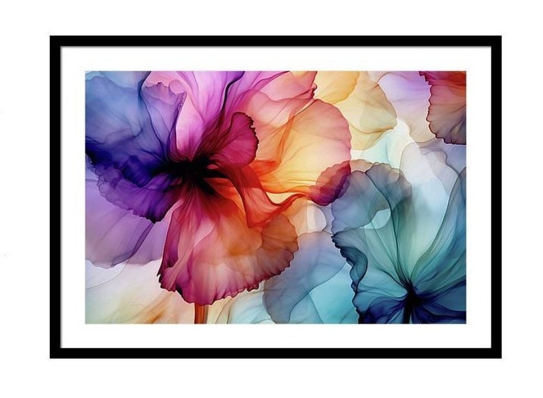 Flores Abstractas, Arte Floral, Estampados Florales, Flores De Tinta Con Alcohol, Arte Floral Colorido, Regalos De Jardinero, Decoración Floral De Pared imagen 2