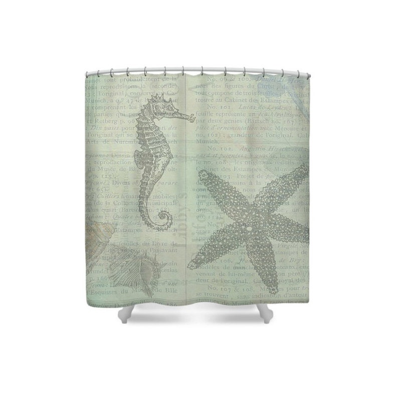 Beach Decor Seahorse Shower Curtain Sea Bathroom Decor Etsy