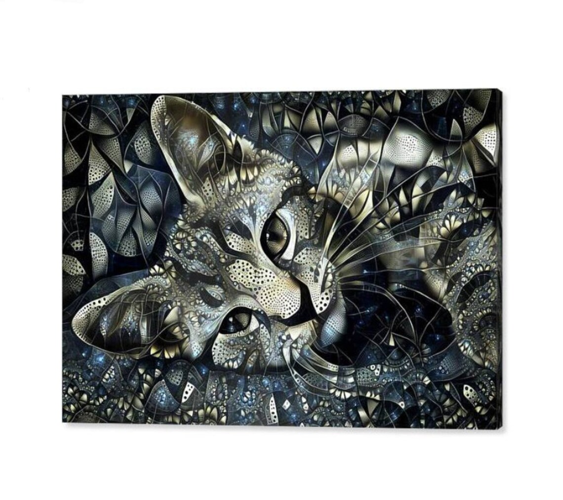 Cat Canvas Art Cat Wall Art Kitten Wall Art Tabby Cat Wall Etsy