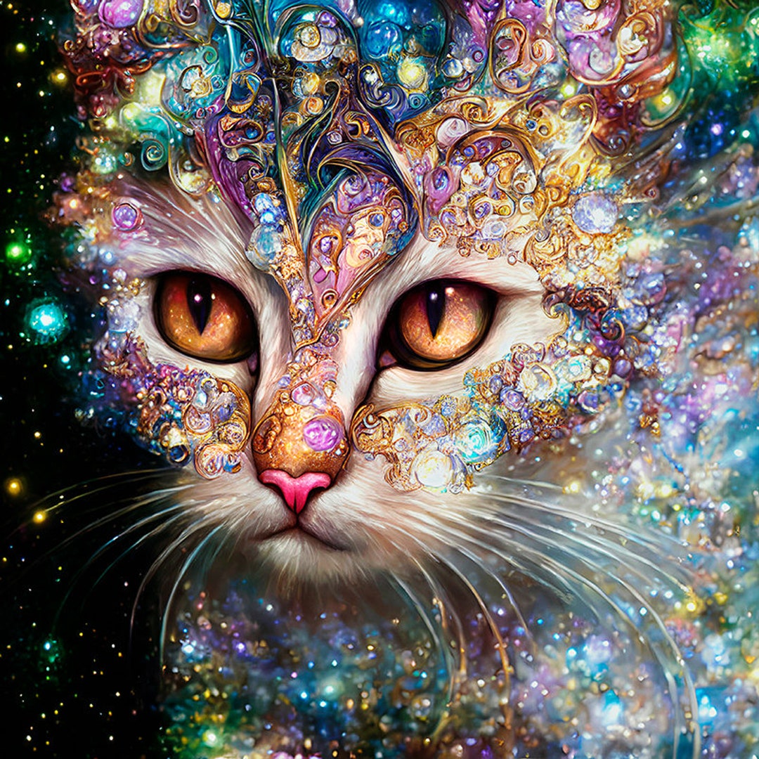 Kitten Art Print Cat Mom Gifts Bling Cat Glitter Cats Etsy