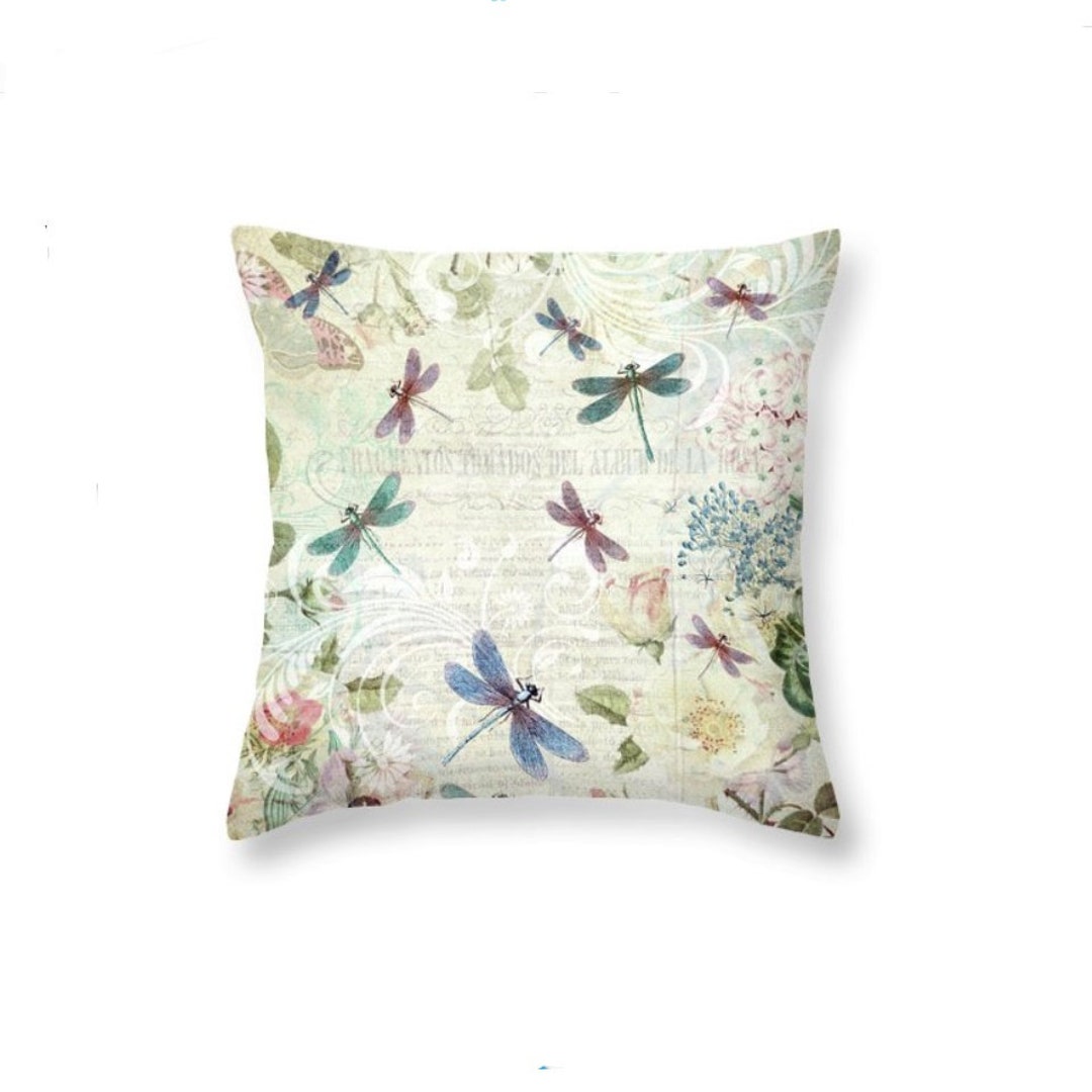 Dragonflies Pillow, Dragonfly Cushion, Dragonflies Decor, Botanical