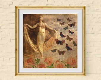 Gift for Dancer, Dancer Decor, Music Decor, Boho Decor, Gift for Music Lover, Gifts for Musicians,Victorian Decor,Boho Chic Art,Bohemian Art