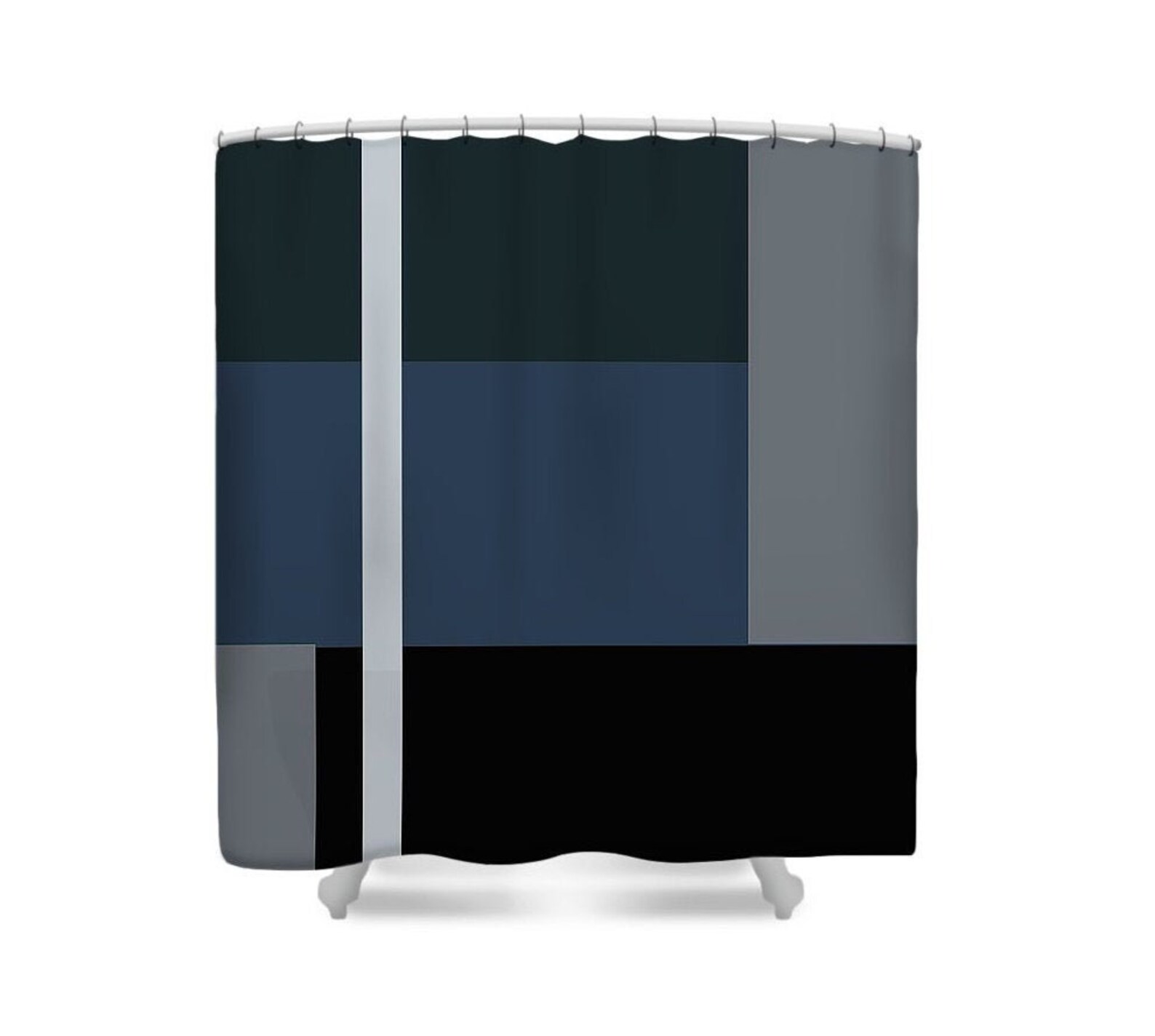 Blue Shower Curtain Dark Shower Curtain Blue Gray Bathroom Etsy