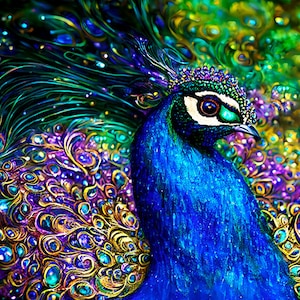 Peacock Art Print, Peacock Decor, Peacock Wall Art, Peacock Wall Decor, Wild Peacock, Colorful Bird Art image 1