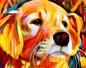 Golden Retrievers, Labrador Retriever, Dog Art, Retriever Puppy Art, Retriever Art Print, Puppy Art Print, Golden Lab Puppy,Colorful Dog Art