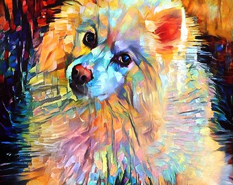 Eskimo Dog Art, Eskie Dog Print, American Eskimo Dog, White Dog Art, Dog Lover Gift, Pet Portrait, Dog Print, Dog Portrait