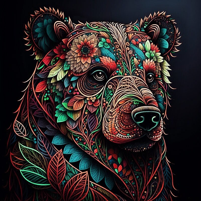 Bear Prints, Bear Art, Zentangle Animals, Colorful Animals, Wildlife Art, Bear  Artwork, Bear Wall Decor, Wildlife Artwork, Nature Lover - Etsy