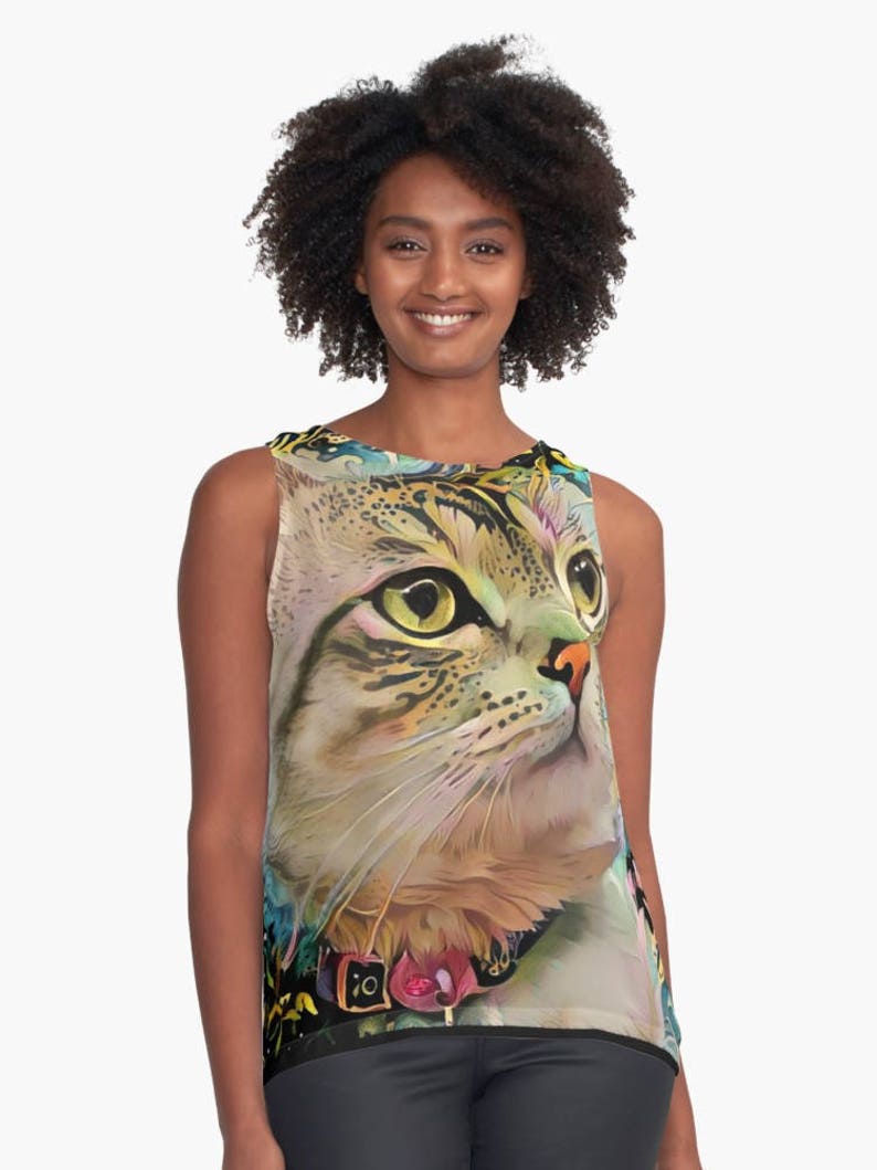 Cat Tops for Women Cat Lady Shirt Psychedelic Clothing Etsy