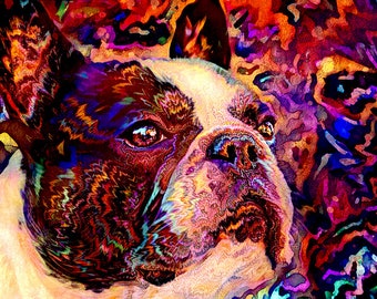 French Bulldog Art, Frenchie Art Print, Colorful Dog Art, Bulldog Decor, Frenchie Wall Art, Bulldog Mom Gift, Pet Portrait