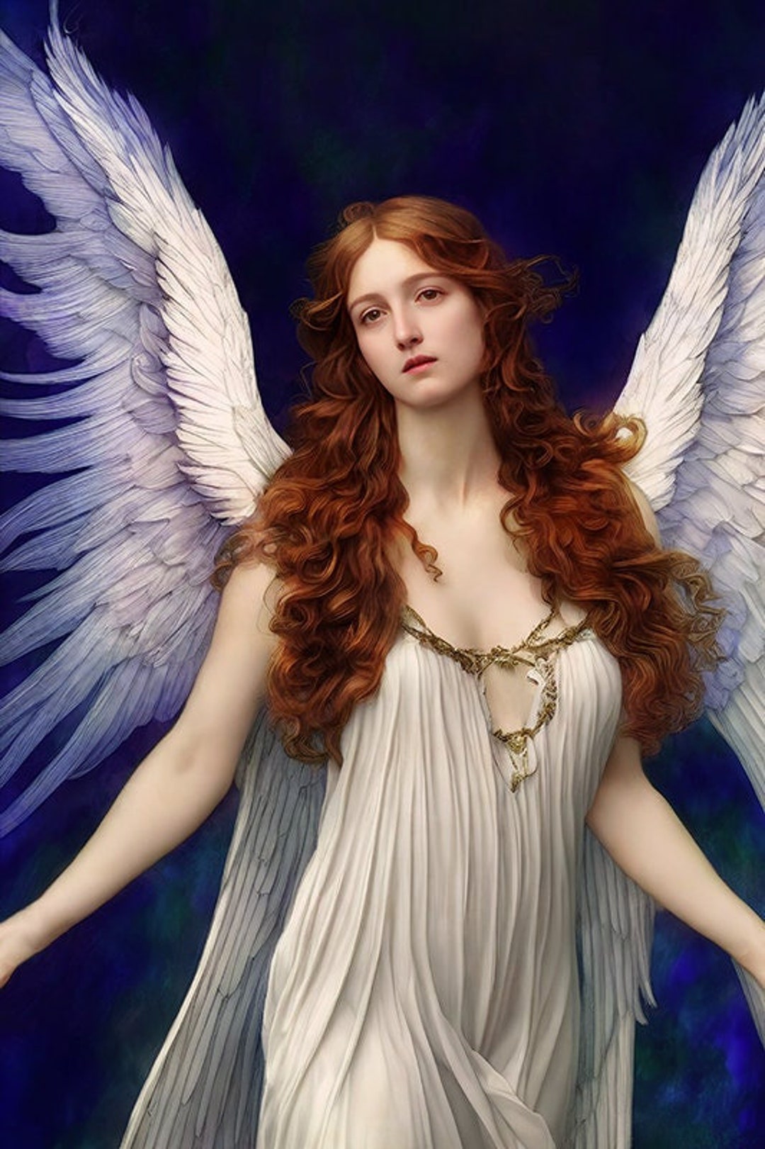 Angel Print, Guardian Angel Art, Angel Art, Redhead Art, Spiritual