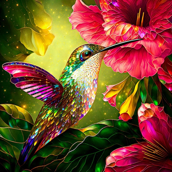 Flying Beautiful Hummingbird - 5D Diamond Painting 