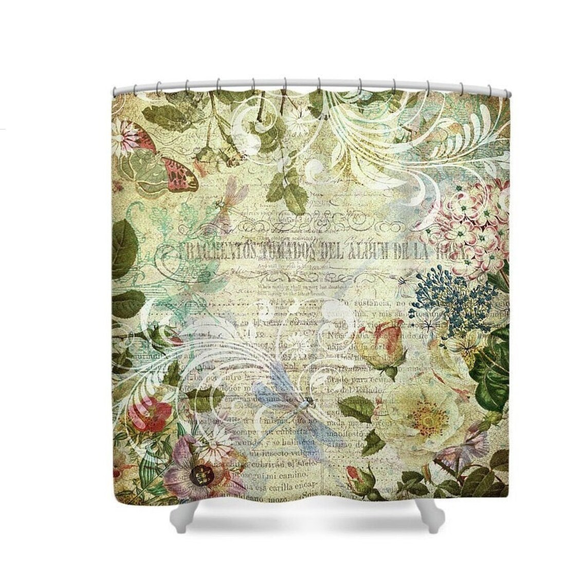 Botanical Shower Curtain Botanical Bathroom Floral Shower | Etsy